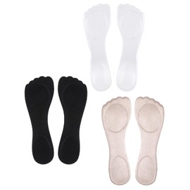 Insoles for Heels, Heel Insoles for Women (1 Transparent,1 Black,1 Skin Color, One Size) 3 Pairs High Heel Inserts for Women
