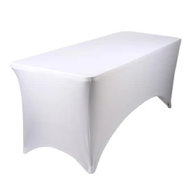 Harbour Housewares Rectangular Spandex Fitted Tablecloth - 6ft (180cm) - White - 1x Elasticated Stretchy Outdoor Garden Folding Display Party Dining Trestle Table Cloth Cover with Stretch