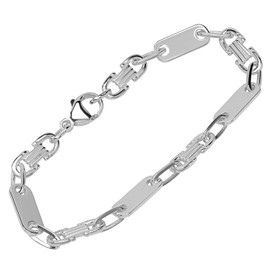 NKlaus Calla 12878 Men's Curb Bracelet 925 Sterling Silver 19 cm, Sterling Silver