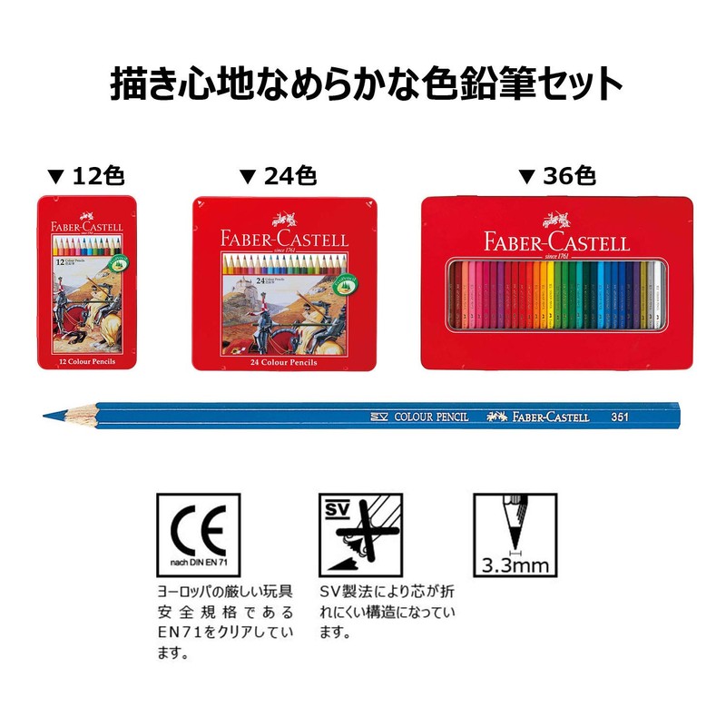Faber Castell TFC-CP/36C Oil-based Colored Pencils, Flat Can, 36 Color
