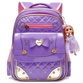 AO ALI VICTORY Backpack for Girls, Waterproof Kids Backpacks School Bag Toddler Bookbags Cute Travel Daypack (Large, A-Purple)