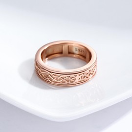 Anxiety Rings for Women 925 Sterling Silver Celtic Spinner Ring Women Fidget Spinner Ring Anxiety Relieve Fidget Jewelry Ring Size 7, Sterling Silver, Cubic Zirconia