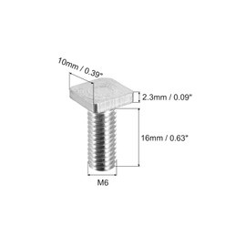 sourcing map Square Head Bolt, 20pcs M6x16mm Fully Thread Carbon Steel Grade 4.8 Square Machine Screws