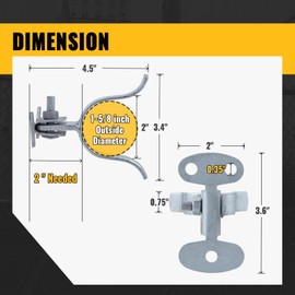 VIVIDA 1-5/8" Wall Mount Latch, Chain Link Fence Gate Fork Latch for 1-5/8" Gate Frame, Galvanized Steel, with Padlock Hole, Mounts to Wooden Fence Post or Wall, 2 PCS
