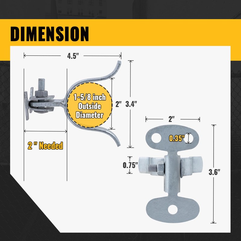 VIVIDA 1-5/8" Wall Mount Latch, Chain Link Fence Gate Fork