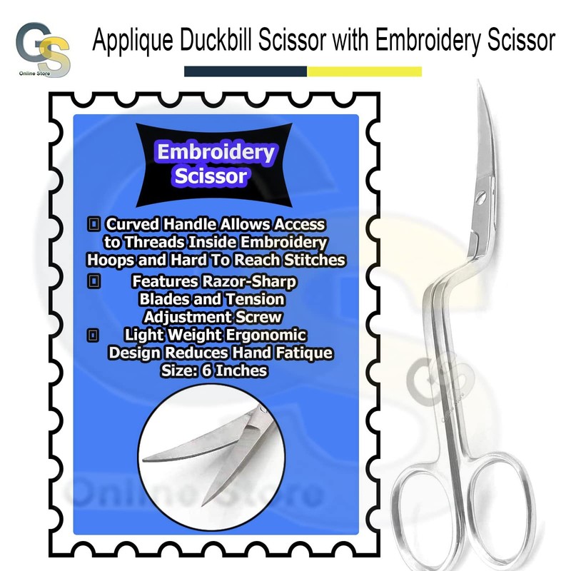 6 inch Stainless Steel Applique Duckbill Scissors Blade with Offset