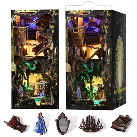 MiniCity DIY Book Nook Kit for Adults, 3D Wooden Puzzle Bookend Bookshelf Insert Decor with LED Light and Dust Cover (Down The Rabbit-Hole Alice in Wonderland)