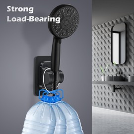 ZGMEH Shower Head Holder Replacement - Strong Adhesive Adjustable Handheld Shower Wand Holder Wall Mount Shower Bracket,No Drilling and Waterproof Shower Hose Holder for Shower Bathroom (Black)