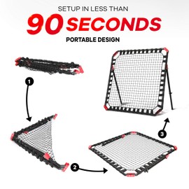 Soccer Rebounder - Football Training Gifts, Aids & Equipment for Kids & Teens | Portable Kick-Back Rebound Net, Skills Trainer for Team Exercises & Solo Practice