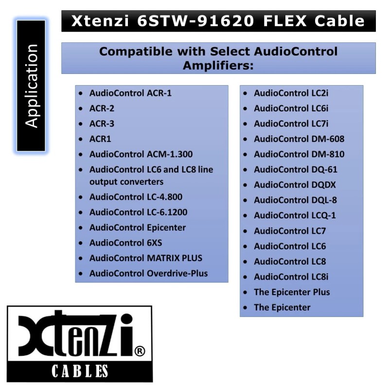 Xtenzi Audiocontrol Epicenter 6 WIRE REMOTE BASS KNOB CABLE REPLACEMENT