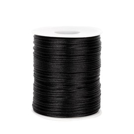 1.5 mm x 100 m Cord Black, Crochet Bag Cord Black, Bracelet Cord, Tear-Resistant Black, Polyester Cord for Bracelets, Polyester Thread for Necklace, Braided, Jewellery Making, DIY Crafts