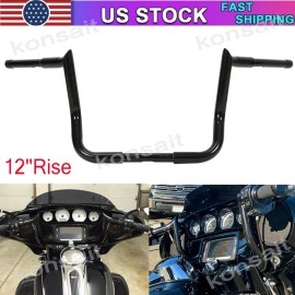 Luck_Mall 12" Rise Meathook Bagger Ape Handlebar for 86-23 Harley Touring FLH FLHX FLHTC