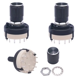 Taiss 3pcs Rotary Switch RS26 1P12T Band Switch Band Channel Rotary Selector Switch 1 Pole 12 Position Single Wafer Band Selector Rotary Switch + 3pcs knob