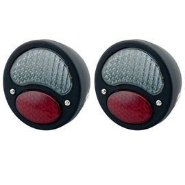 FATECIM 2X Vintage Duolamp LED Tail Light 12V Rear Stop Indicator with Turn Signals & License Plate Lamp Smoke Red Lens Universal for Ford Model A Hot Street Rat Rod Classic Custom Cars Trucks Black