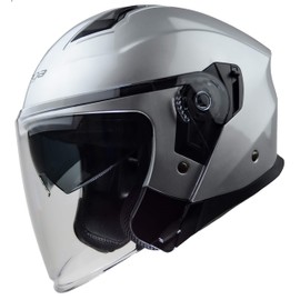 Vega Helmets Magna Advanced Open Face Motorcycle Helmet w/Sunshield, Silver XL