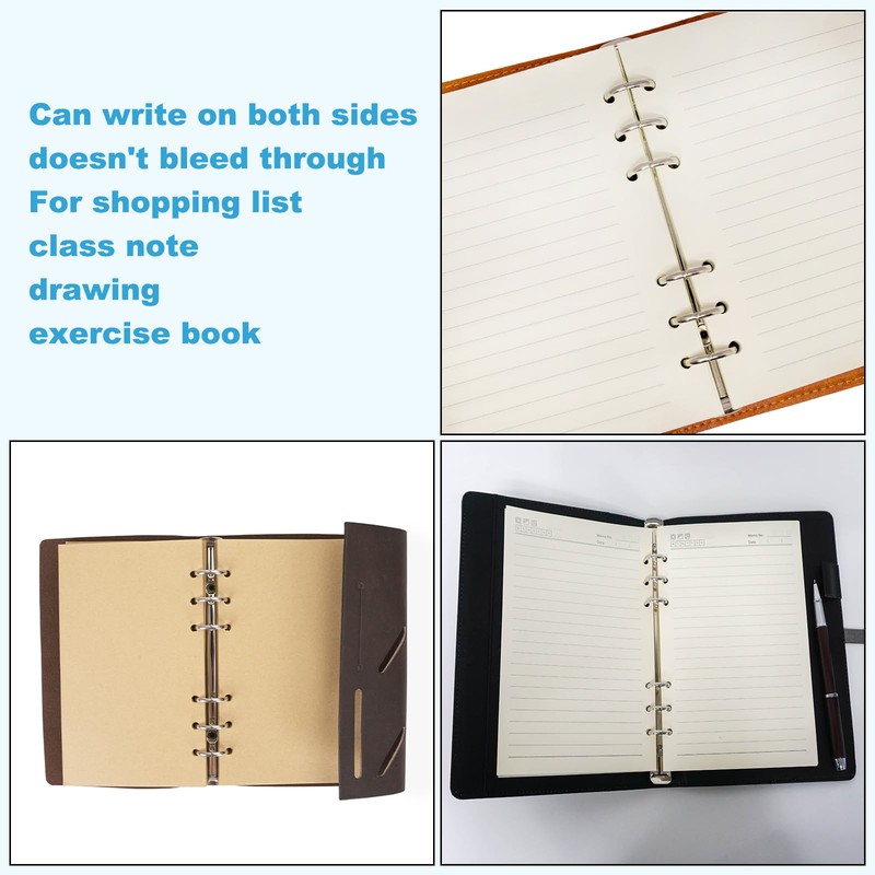 PATIKIL A6 Refill Paper, Unlined Blank Kraft Paper 6 Hole
