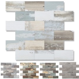 20-Pack Peel and Stick Tile Backsplash 12"X12" PVC Wall Tiles, Stick on Backsplash for Kitchen, Bathroom Tile, Fireplace Décor, Laundry Table, Stair Decals in Vintage Wood Grain