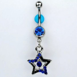 Unbranded BLUE STAR Dangle Belly Ring Navel Ring Belly Button Jewelry (C16)