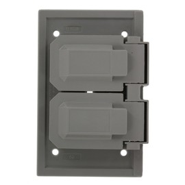 Leviton 4976-FS 1 Gang Duplex device Weather-Resistant Cover, Thermoplastic, for FS type box, two independent lids, Horizontal, Gray