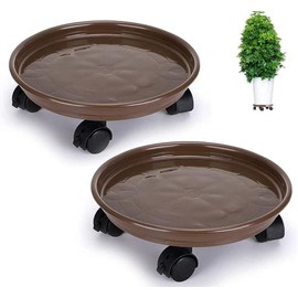Yiting Plant Caddy with Wheels Heavy-Duty Rolling Plant Stand with Wheels Plant Dolly with Casters for Indoor and Outdoor Plant Roller Base Plant Saucer Mover -12” (12 inch, Brown)