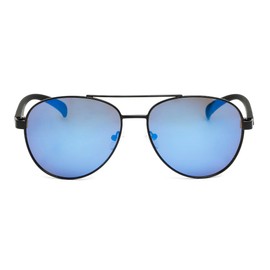 Marcolin Eyewear Men's Metal Sun Glasses Polarized Oval Sunglasses, Matte Black, 58/15/140