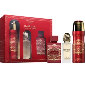 Lattafa Badee Al Oud Sublime Perfume Set Eau De Parfum Hair Mist Deodorant