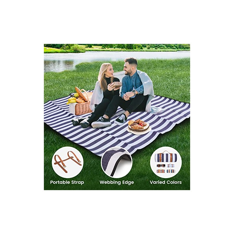 Manta de picnic extragrande de 203 x 203 cm, impermeable,