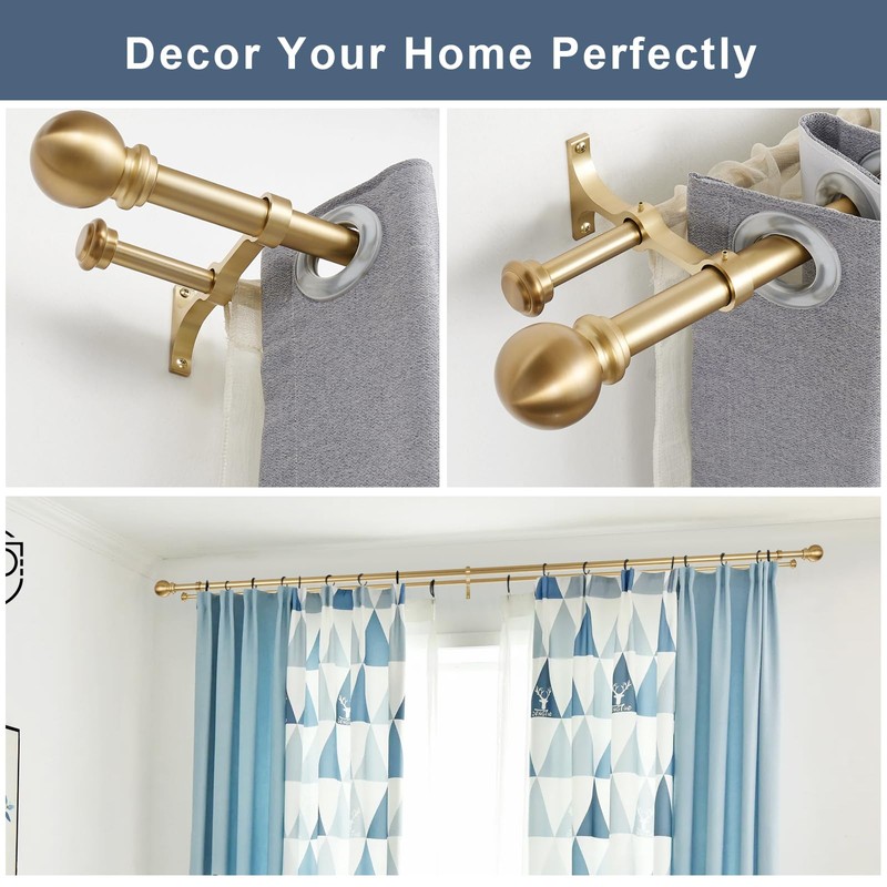 Double Curtain Rod for Windows 48 to 84 inch
