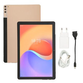 10 Inch IPS Tablet 12GB RAM 128GB ROM Octa Core CPU 5G WIFI Fast Charging Support Gold Tablet for Android 11.0 100‑240V Gold EU Plug