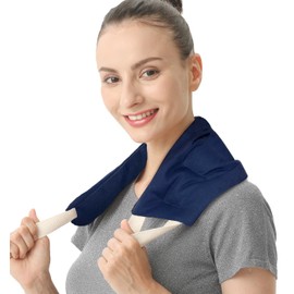 uncn Langes Wärmekissen für Nacken, Mikrowelle, Leinsamen, Kirschkerne, große Wärmekissen für Nacken, Schulter und Rücken, Bauch