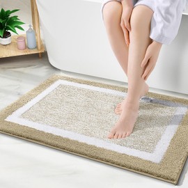OLANLY Bathroom Rugs 30x20, Extra Soft and Absorbent Microfiber Bath Mat, Non-Slip, Machine Washable, Quick Dry Shaggy Bath Carpet, Suitable for Bathroom Floor, Tub, Shower (Medium, Beige)