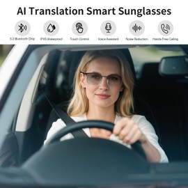 AI Translation Glasses Powered by Chat GPT, Bluetooth 5.3 Smart Glasses for Women Men, Photochromic Lenses, Real-Time Translation in 160+ Languages via APP, AI Glasses for Indoor Outdoor (Gold)