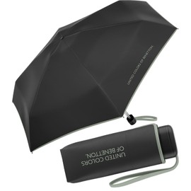 Benetton Pocket Umbrella Ultra Mini Flat Solid, Black-iceberg Green