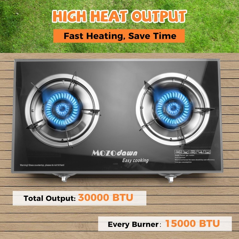 30000 BTU Two Burner Propane Stove Gas Stove, 2 Burner