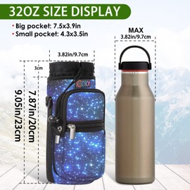 icolor Water Bottle Holder, Carry Bag for Water Bottle with Adjustable Shoulder Strap, Bottle Holder with Phone Pockets, Neoprene Water Bottle Bag Bottle Holder (BlauSky, 32 oz (About1000 ml))