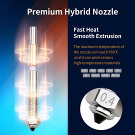 2PCS 450°C High-Temp Nozzle for Qidi Tech 4 Plus, 0.4mm Quick Swap Kit with CrzrCu Tip & Ceramic Heat Break, Includes 2 Silicone Socks