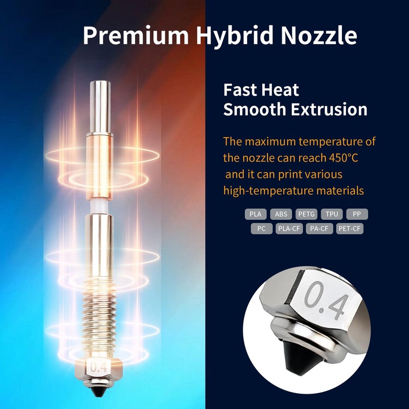 2PCS 450°C High-Temp Nozzle for Qidi Tech 4 Plus, 0.4mm