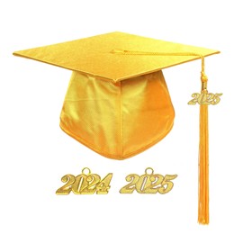 MyGradDay Kindergarten Shiny Graduation Cap with 2024+2025 Tassel Preschool Kids for Unisex Adjustable Elastic Gold