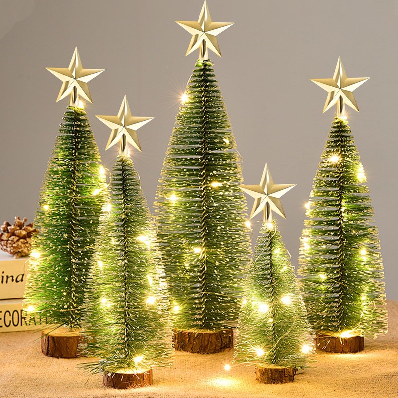 CCINEE Mini Christmas Tree Topper Star,6pcs Christmas Tree Topper Star