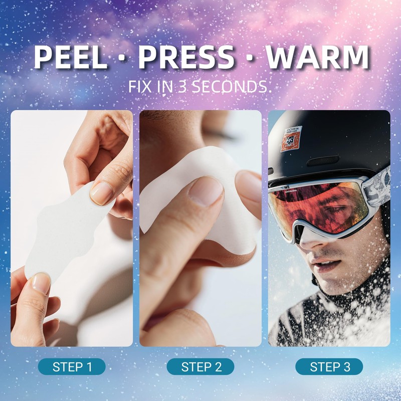 LIEBSTER Winter Nose-Warmer Patches 4-Pack – Thermal Cotton, Wind-Block, Peel-Press