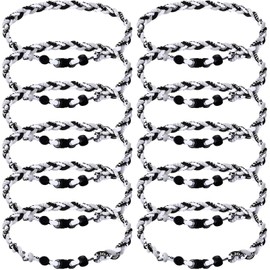 Zeyune 12 Pcs 18" Baseball Necklace for Boys Three Braided Rope Tornado Titanium Baseball Rope Necklace for Men Sport(Black,Gray,White)