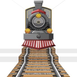 NeusWonder Christmas Express Train Party Decorations with Railroad Track, Polar-Inspired Steam Engine Hanging Banner Backdrop Signs for Winter Railroad Party, Holiday Entryway, or Classroom Decor