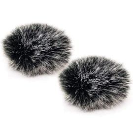 Pack of 2 Fur Wind Protection for Microphone, Fur Microphone Windscreen, Lavalier Wind Protection, Mini Wind Filter Pop Filter, Outdoor Wind Protection Muff Pop Protection (1 cm)
