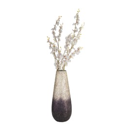 Sagebrook Home Elegant Glass Vase with Crackled Ombre Design - Glam Style Decorative Centerpiece for Home, Office, Bedroom & Living Room - 18" Purple