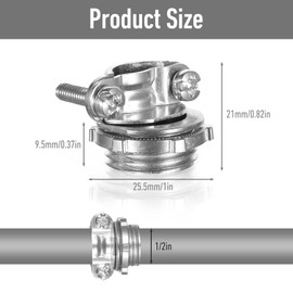 50 Pcs Clamp Type Cable Connectors Conduit Clamp for Electric Wires Metallic Conduit Protect Cables Silver