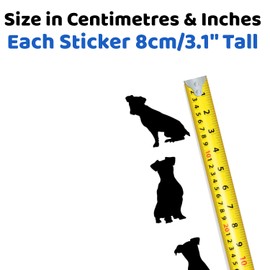 Jack Russell Pet Dog Silhouette 12 Cute Stickers Pack - Scrapbook Accessories - Car Bumper Sticker - Light Switch Sticker - Small Gifts - Kids Stickers (Small, Black)
