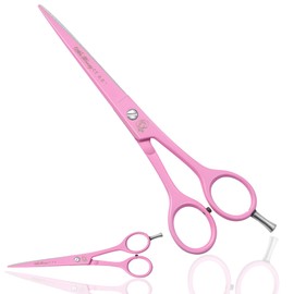 Pink Professional Barber Hairdressing Scissors THINNING Hair Cutting Shears Set+ CASE (Pink Scissors 6.5")