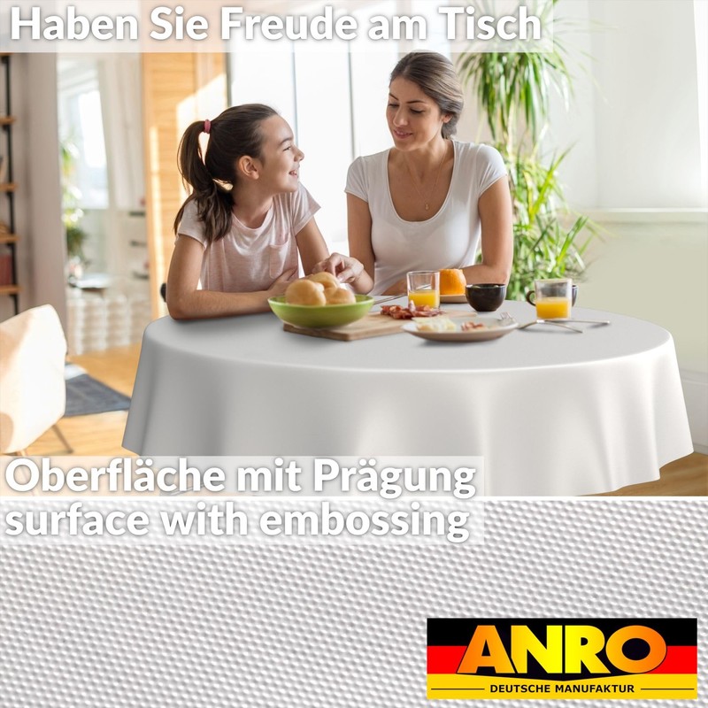 ANRO Oilcloth Tablecloth, Washable, Oilcloth, Garden Tablecloth, Outdoor, Indoor, Round,