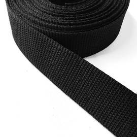 1" (25mm) Black Polyester Light Weight Webbing Trim by 5-Yards, SP-2724 (Black)