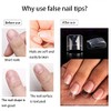 Puntas de uñas cuadradas de media cubierta, 500 unidades, uñas